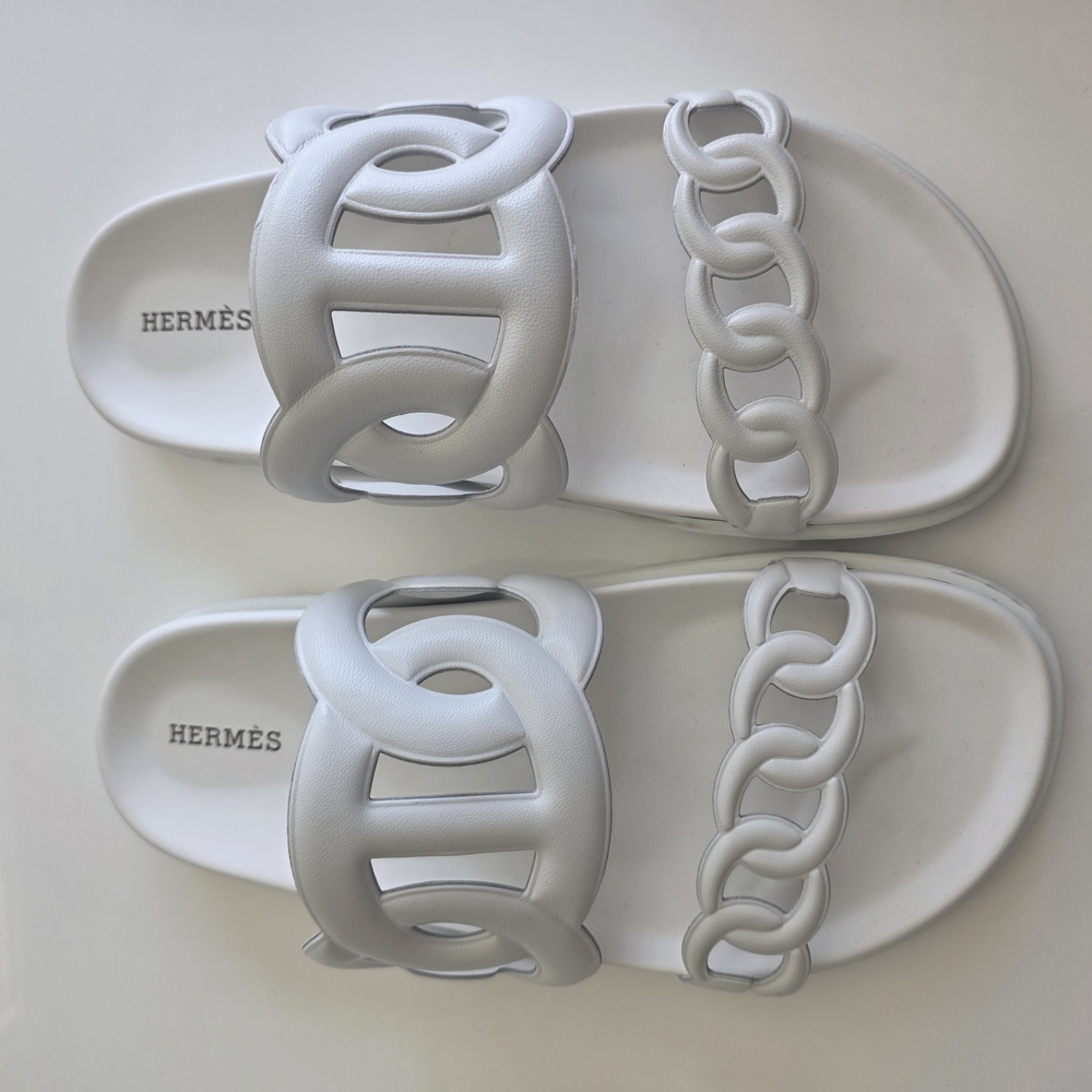 NEW Hermes White Extra Sandals 2025